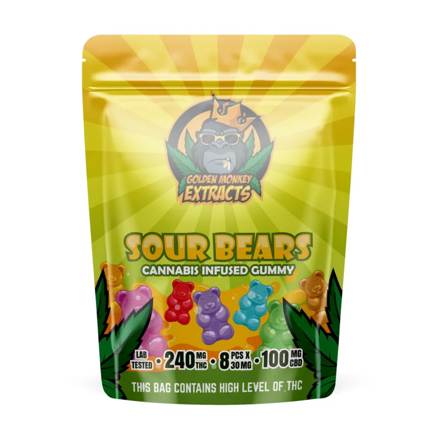 Golden Monkey Extracts: Sour Bears (240MG THC + 100MG Cbd)