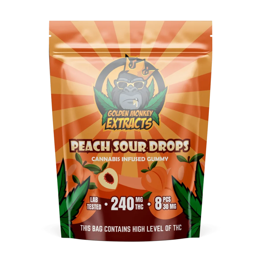 Golden Monkey Extracts: Peach Sour Drops Edibles (240MG THC)