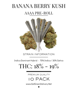 Pre-Rolled Joint - Banana Berry Kush Aaaa King Size 10 Pack