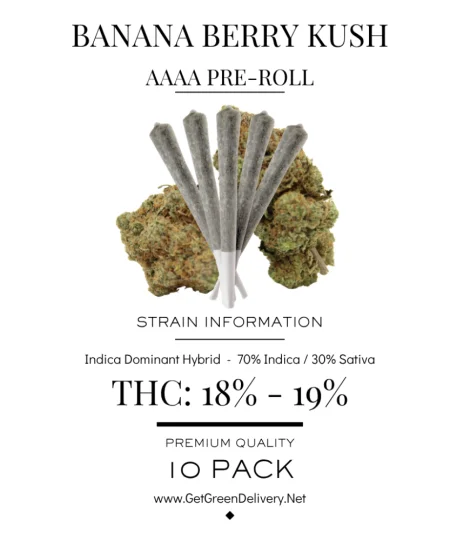 Pre-Rolled Joint - Banana Berry Kush AAAA King Size 10 Pack