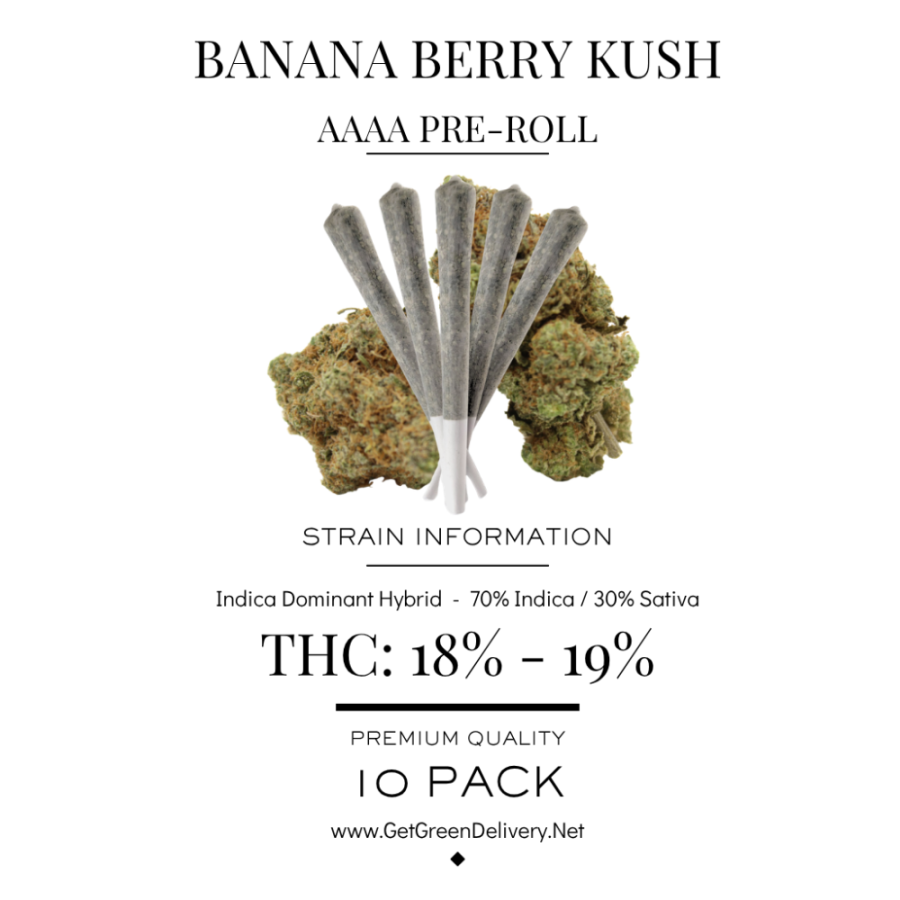 Pre-Rolled Joint - Banana Berry Kush AAAA King Size 10 Pack