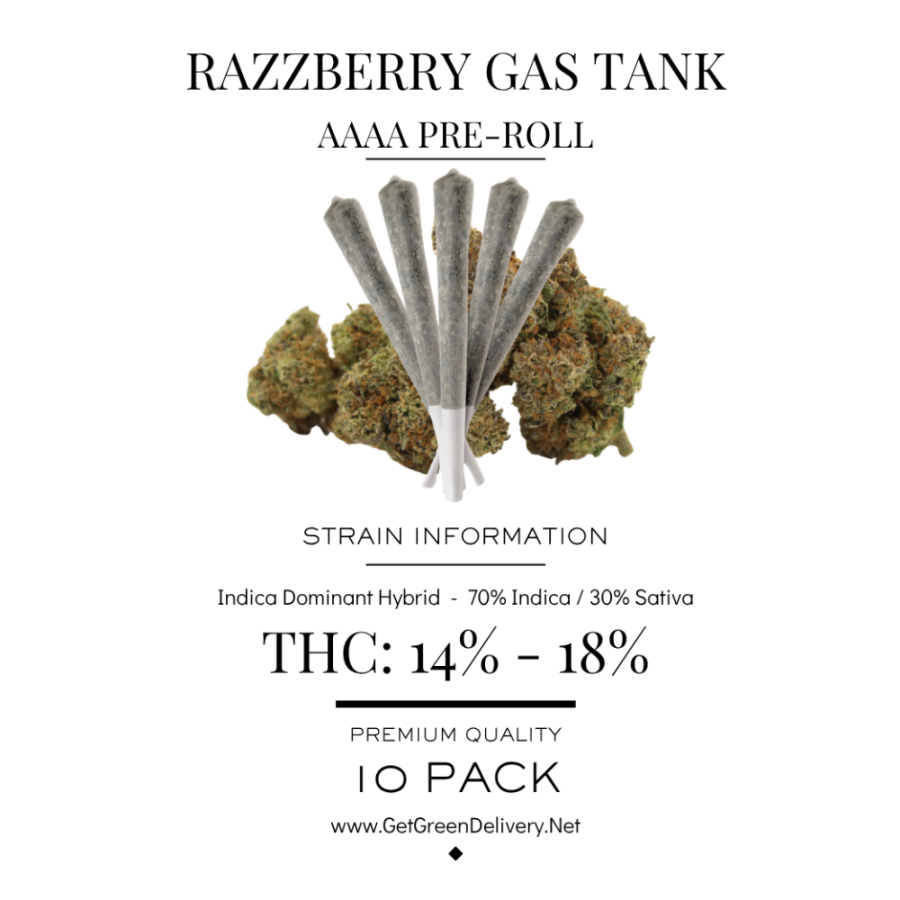 Pre-Rolled Joint - Razzberry Gas Tank AAAA King Size 10 Pack